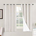 H.VERSAILTEX Linen Blackout Curtains 63 Inches Long 100% Absolutely Blackout Thermal Insulated Textured Linen Look Curtain Draperies Anti-Rust Grommet, Energy Saving with White Liner, 2 Panels, Ivory