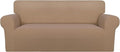 PureFit Super Stretch Sofa Slipcover – Spandex Non Slip Soft Couch Sofa Cover, Washable Furniture Protector with Non Skid Foam and Elastic Bottom for Kids, Pets (Oversized Loveseat, Camel)