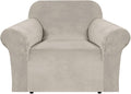 H.VERSAILTEX Stretch Velvet Armchair Cover Couch Covers 1 Cushion Chair Slipcover for Living Room Furniture Cover Crafted from Thick Comfy Rich Velour (Chair 31"-49", French Oak)