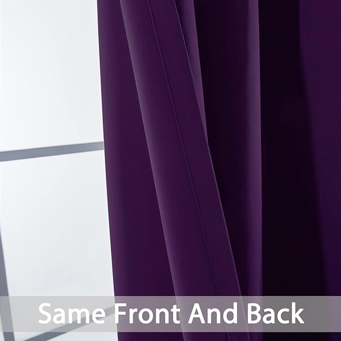 Yakamok Kitchen Bathroom Window Curtains - Blackout Curtains Small Window Short Drapes for Bedroom Living Room Kids Nursery Room(2 Panels,Purple,52x36 Inch)