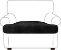 Leather Look Couch Cushion Covers Sofa Seat Slipcovers Sets Couches Furniture Protector for Sectional Armchair Loveseat Pets Kids Stretch Spandex Fabric (1 T-Cushion Armchair, Black)