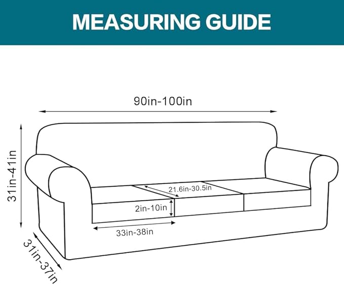Turquoize 4 Piece Sofa Covers for 3 Cushion Couch Sofa Slipcover Soft Couch Cover for Dogs Washable Furniture Cover with 3 Individual Large Cushion Covers Feature Fabric (Large Sofa, Biscotti Beige)