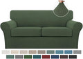 Turquoize 3 Piece Sofa Covers for 2 Cushion Couch Sofa Slipcover Soft Couch Cover for Dogs-Washable Sofa Furniture Covers with 2 Individual Cushion Covers, Feature Fabric (2 Cushion Sofa,Bronze Green)