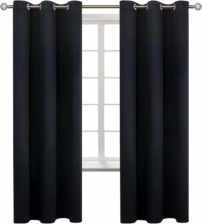 BGment Blackout Curtains for Living Room - Grommet Thermal Insulated Room Darkening Curtains for Bedroom, Set of 2 Panels (42 x 72 Inch, Black)