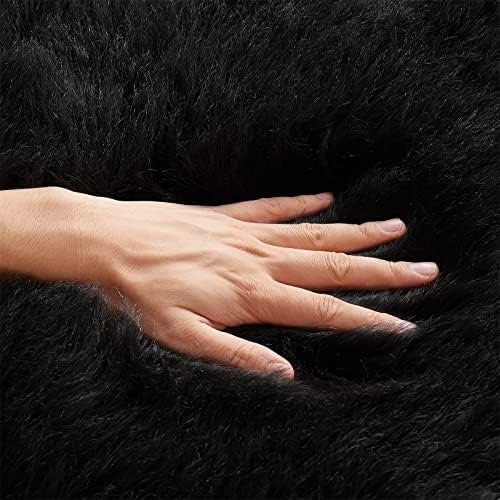 EasyJoy Ultra Soft Fluffy Shaggy Area Rug Faux Fur Rug Chair Cover Seat Pad Fuzzy Area Rug for Bedroom Floor Sofa Living Room (2 x 4 ft Sheepskin, Black)
