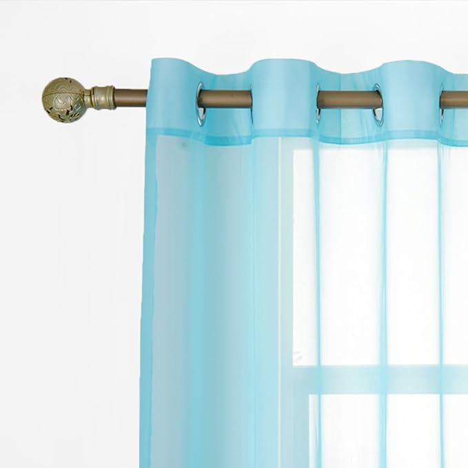 NICETOWN Sheer Curtains for Bedroom Windows 84 inch Length, Grommet Casual Voile Sheer with Light Filter Window Treatments for Nursery/Living Room, Baby Blue, Set of 2, 54" Wide