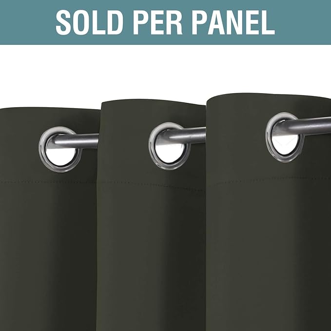 H.VERSAILTEX Blackout Curtain for Living Room Thermal Insulated Window Treatment Curtain Extra Long 63 inch Length Energy Saving Solid Grommet Top Blackout Drape, One Panel, Olive, 52" W x 63" L