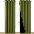 NICETOWN 100% Blackout Curtain Set, Thermal Insulated & Energy Efficiency Window Draperies for Guest Room, Full Shading Panels for Shift Worker and Light Sleepers, Olive Green, 52W x 84L, 2 PCs