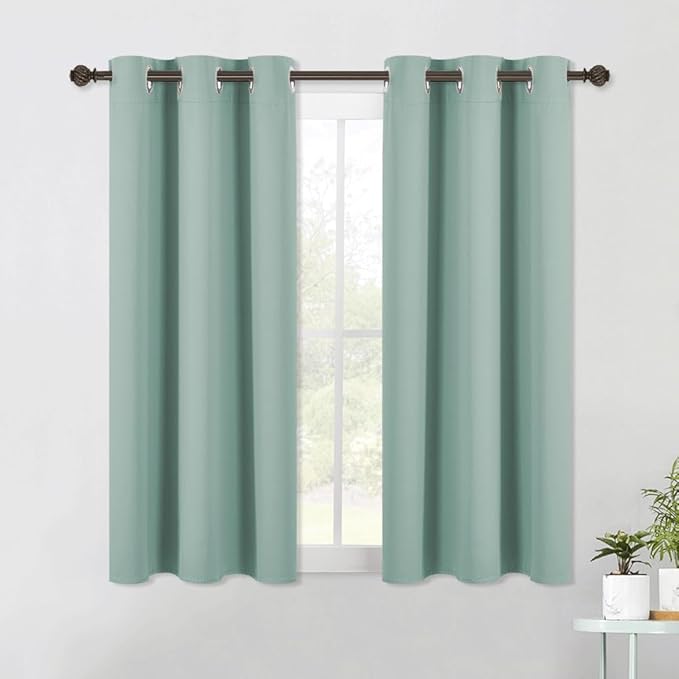 NICETOWN Modern Blackout Curtains Noise Reducing, Seafoam, 2 Panels, W42 x L54, Thermal Insulated and Privacy Room Darkening Drape Panels for Boy's Guest Room Door Small Short Window