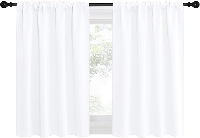 NICETOWN RV Curtains for Camper & Kitchen Windows, Light Filtering Curtains & Drapes for Small Windows (34" Wide x 36" Long, White, 1 Pair)