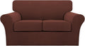 Turquoize 3 Piece Sofa Covers For 2 Cushion Couch Sofa Slipcover Soft Couch Cover For Dogs-Washable Sofa Furniture Cover With 2 Individual Cushion Covers, Thick Jacquard Fabric (Loveseat, Burnt Brick)