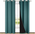 NICETOWN Complete 100% Blackout Curtain Set, Thermal Insulated & Energy Efficiency Window Draperies for Guest Room, Full Shading Panels for Shift Worker and Light Sleepers, Sea Teal, 42W x 84L, 2 PCs