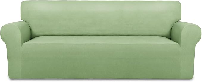 PureFit Super Stretch Sofa Slipcover – Spandex Non Slip Soft Couch Sofa Cover, Washable Furniture Protector with Non Skid Foam and Elastic Bottom for Kids, Pets （Sofa, Sage Green）