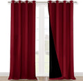 NICETOWN Cold Blocking 100% Blackout Curtains, Durable and Soft Black Lined Blackout Drapes, Energy Saving Decoration for Patio Sliding Glass Door, Burgundy, 52-inch x 108 inches, 2 PCs