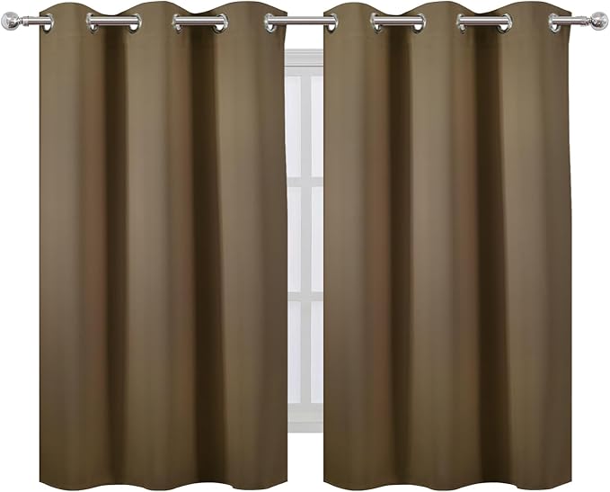 LEMOMO Brown Blackout Curtains/38 x 54 Inch/Set of Two Panels Grommet Living Room Curtains