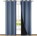 NICETOWN 100% Blackout Curtains Thermal, Stone Blue, 1 Pair, W37 x L80, Noise Reduction and Privacy Curtains for Patio Door, Black Lined Blackout Drapes with Grommet Top