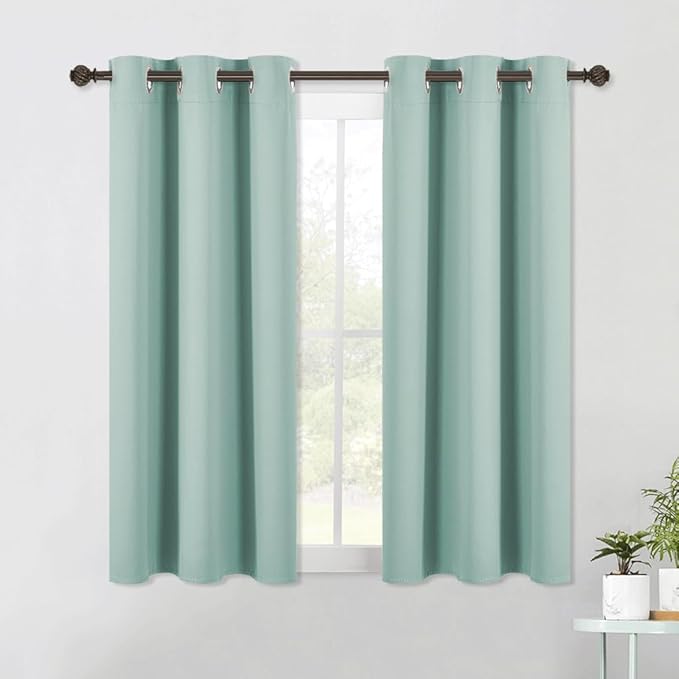 NICETOWN Modern Blackout Curtains Noise Reducing, Aqua Blue, 2 Panels, W42 x L54, Thermal Insulated and Privacy Room Darkening Drape Panels for Boy's Guest Room Door Small Short Window