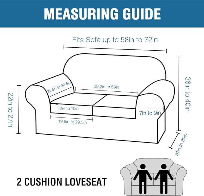 H.VERSAILTEX Real Velvet Plush 3 Piece Stretch Sofa Covers Couch Covers for 2 Cushion Couch Loveseat Covers Width Up to 72 Inch Thick Soft Stay in Place (Medium Sofa, Peacock Blue)