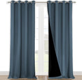 NICETOWN 100% Blackout Blinds, Set of 2, 46" x 96", Smoky Blue, Laundry Room Decor Window Treatment Curtains for Large Patio Sliding Door, Thermal Insulated Curtains for Bedroom