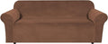 H.VERSAILTEX Stretch Velvet Sofa Covers Large Couch Covers Sofa Slipcovers Furniture Protector Soft with Non Slip Elastic Bottom, Feature Thick Comfy Rich Velour (Extra Wide Sofa 98"-105", Caramel)