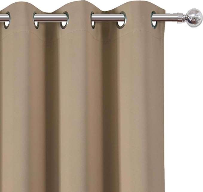 LEMOMO Natural Thermal Blackout Curtains/42 x 95 Inch/Set of 2 Panels Room Darkening Curtains for Bedroom