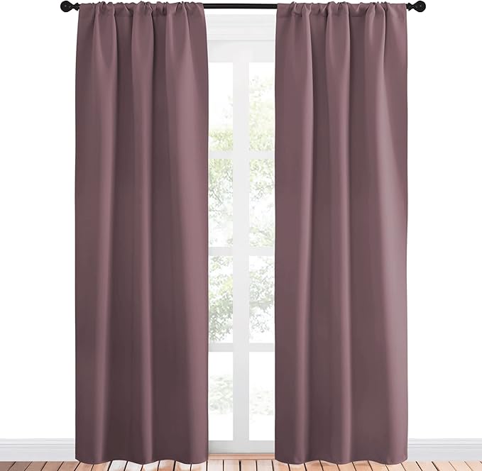 NICETOWN Room Darkening Curtains for Bedroom - Home Decoration Privacy Protection Thermal Insulated Solid Drapes/Draperies for Sliding Glass Door (Dry Rose, Set of 2, 34 x 84 inches)