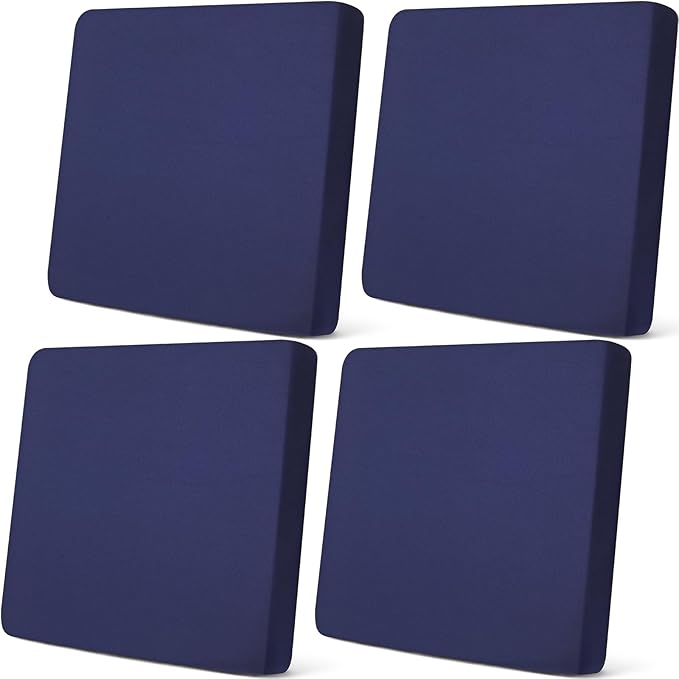 Newwiee Set of 4 Stretch Patio Cushion Covers Sofa Couch Seat Chair Slipcovers Cushion Cover Replacement Furniture Protector for Pets Washable(Navy Blue,Seat Cover,Solid)