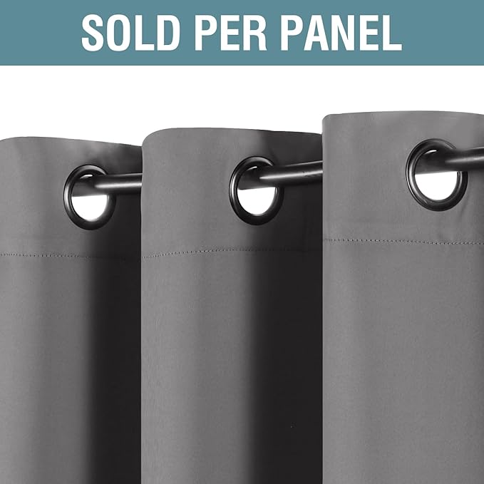 H.VERSAILTEX Blackout Curtain for Living Room Thermal Insulated Window Treatment Curtain 54 inch Length Energy Saving Solid Grommet Top Blackout Drape, One Panel, Bluish Gray, 52" W x 54" L
