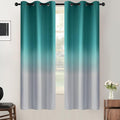 SimpleHome Ombre Room Darkening Curtains for Living Room, Light Blocking Gradient Teal to Grey White Thick Thermal Insulated Grommet Window Curtains/Drapes for Bedroom, 2 Panels, 42x63 inches Length
