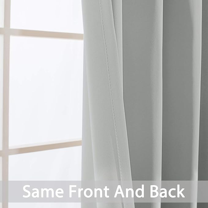 Yakamok Soft Room Darkening Light Gray Blackout Curtains Thermal Insulated Grommet Curtain Panels for Bedroom, 52W x 63L,Light Grey, 2 Panels