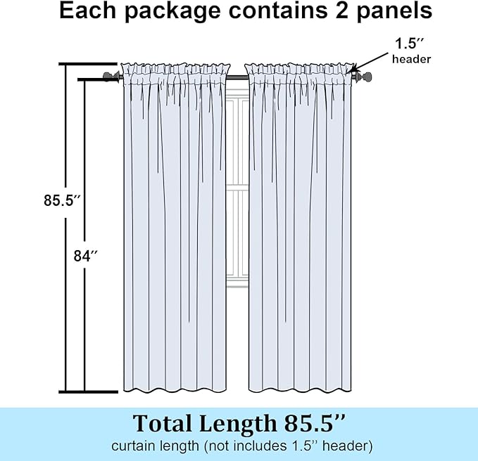 Simplebrand Cream Sheer Curtains 84 Inches Long 2 Panels, Light Filtering Rod Pocket Solid Color Window Sheer Curtain Panels, Elegant Curtains & Drapes for Living Room, Bedroom (Cream, 42" W x 84" L)