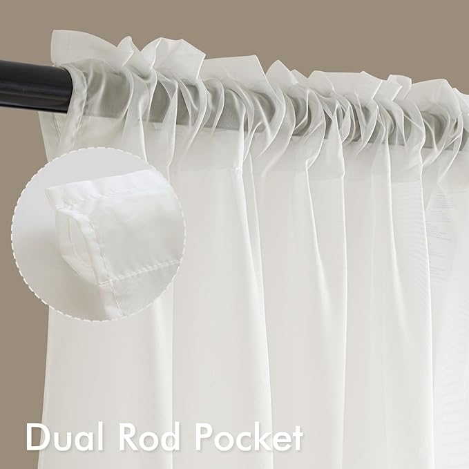 MIULEE Ivory Sheer Curtains 84 Inches Long, 4 Panels Set, Light Filtering Rod Pocket Voile Drapes for Living Room and Bedroom, Airy Soft Fabric Window Treatments, 42 x 84 Inches