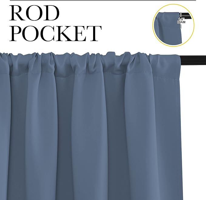 NICETOWN RV Blackout Curtains for Camper Windows, Short Blackout Curtains & Drapes, Thermal Insulated Blackout Curtain Panels for Kitchen, Play Room (Stone Blue, 29" Wide by 20" Long, 2 PCs)
