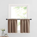 RYB HOME Cafe Blackout Curtains 24 inch Length, RV Curtains for Camper Windows, Mini Short Small Insulating Light UV Heat Blocking Privacy Half Window Tiers, Width 29 by Length 24, Mocha, 2 Panels