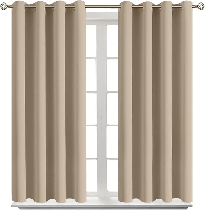 BGment Blackout Curtains - Grommet Thermal Insulated Room Darkening Bedroom and Living Room Curtains, Set of 2 Panels (52 x 54 Inch, Sand)