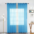 SpaceDresser Basic Rod Pocket Sheer Voile Window Curtain Panels Cyan Blue 1 Pair 2 Panels 52 Width 90 Inch Long for Kitchen Bedroom Children Living Room Yard(Cyan Blue,52 W x 90 L), adult