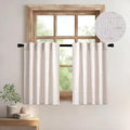 MIULEE Farmhouse Kitchen Curtains 36 Inch Length 2 Panels, Soft Thick Linen Textured Natural White Semi Sheer Light Filtering Short Cafe Tier Curtains for Small Half Window Back Tab Rod Pocket