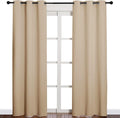 NICETOWN Thermal Insulated Eyelet Top Room Darkening Panels/Curtains/Drapes for Bedroom (2 Panels, W42 x L84 inches, Biscotti Beige)