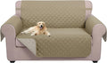 U-NICE HOME Loveseat Sofa Cover Reversible Couch Covers for 2 Cushion Couch for Dogs Furniture Protector Cover with Elastic Straps Water Resistant(Loveseat Small, Light Camel/Beige)