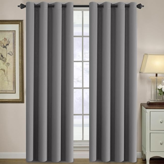 H.VERSAILTEX Thermal Insulated Innovated High Density Microfiber Home Fashion Grommet Blackout Curtains and Tie Backs