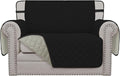 Easy-Going Reversible Chair Cover Washable Sofa Cover for Dogs Water Resistant Couch Slipcover Furniture Protector Cover with Adjustable Straps for Pets (Chair 30 in, Black/Beige)