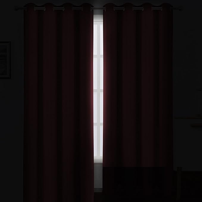 LEMOMO Burgundy Red Thermal Blackout Curtains/38 x 84 Inch/Set of 2 Panels Room Darkening Curtains for Bedroom