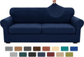 XINEAGE 2026 New 3 Pieces Couch Covers for 2 Extra Large Cushion Sofa Super Stretch Sofa Cover for 2 Large Seat Universal Loveseat Slip Cover for Living Room (Navy Blue), 71"-91"(2 Cushions)
