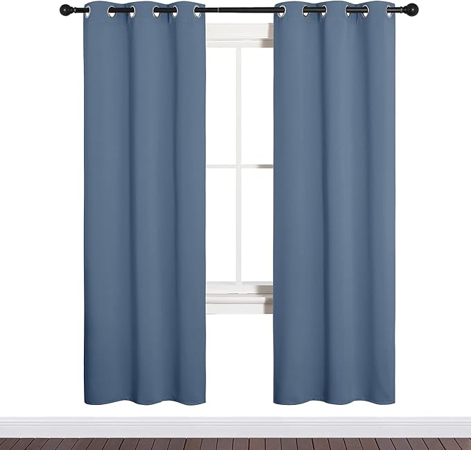 NICETOWN Blackout Curtains for Bedroom, Home Decoration Thermal Insulated Noise Reducing Curtains & Drapes for Boys Room, Privacy Panels (Stone Blue, 34" Wide by 72" Long)
