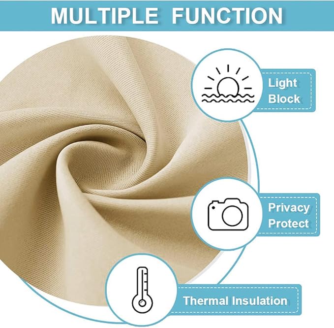 RYB HOME Curtains for Bedroom 84 inches Long 2 Panels Set, Privacy Thermal Insultaed Sunlignt Heat Blocking Drapes for Nursery Rental Room, Width 42 by Length 84, Biscotti Beige