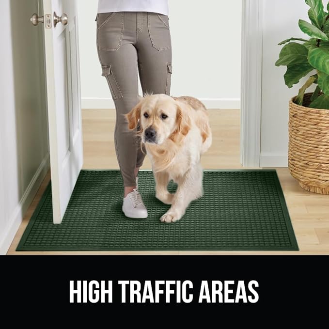 GORILLA GRIP® Ultra Absorbent Front Door Mat Outside Entrance, Traps Dirt and Moisture, HydroABSORB Indoor Outdoor Doormat Holds Up to 1.7 Cups Water, Stain and Fade Resistant Welcome Mat, 29x17 Green