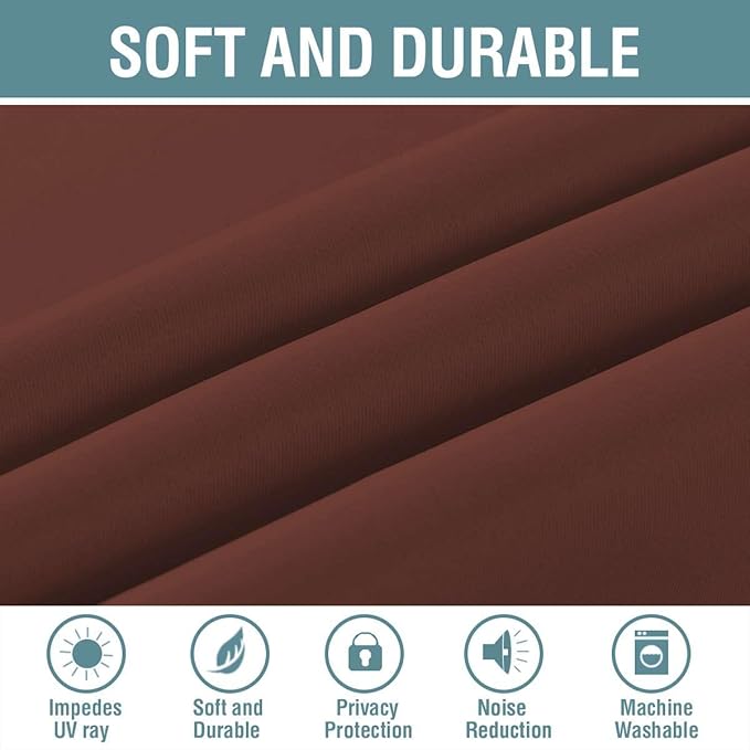 H.VERSAILTEX Blackout Curtain for Living Room Thermal Insulated Window Treatment Curtain Extra Long 63 inch Length Energy Saving Solid Grommet Top Blackout Drape, One Panel, Rust, 52" W x 63" L