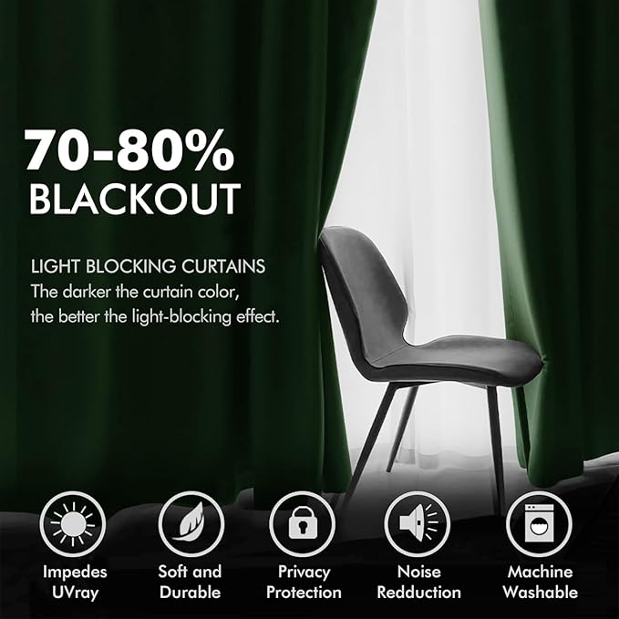MIULEE Christmas Velvet Curtains Emerald Green Elegant Grommet Thermal Insulated Soundproof Room Darkening Black Out Curtains/Drapes for Classical Living Room Bedroom Decor 52 x 108 Inch Set of 2