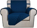 PureFit Reversible Quilted Sofa Cover, Water Resistant Slipcover Furniture Protector, Washable Couch Cover with Non Slip and Elastic Straps for Kids, Pets (Chair, Navy/Navy)