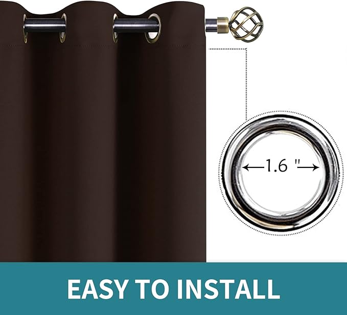 BGment Blackout Curtains - Grommet Thermal Insulated Room Darkening Bedroom and Living Room Curtains, Set of 2 Panels (52 x 108 Inch, Brown)